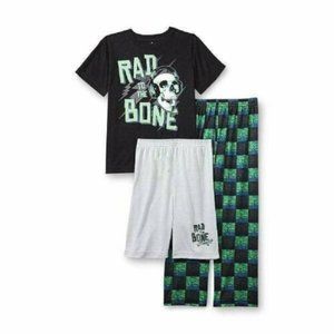 Joe Boxer Skull Pajamas 4/5 Boys Rad To The Bone 3 Pc Summer Shirt Shorts Pants